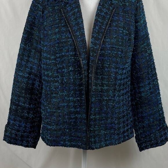 Chico’s Blue & Black Textured Tweed Academia Jacket Blazer NWOT Size 8 - Picture 4 of 12